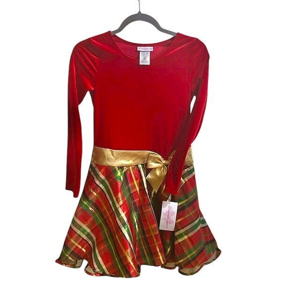 Bonnie Jean Holiday Christmas Red Plaid Dress Big Girls size 14 - Picture 3 of 7